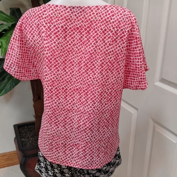 Loft Women's Size Small Pink Snake Print Blouse Batwing Sleeves - Picture 2 of 7